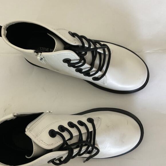 New White black Steve Madden combat boots platform chunky Y2K zip lug sole sz 5 - Picture 5 of 16